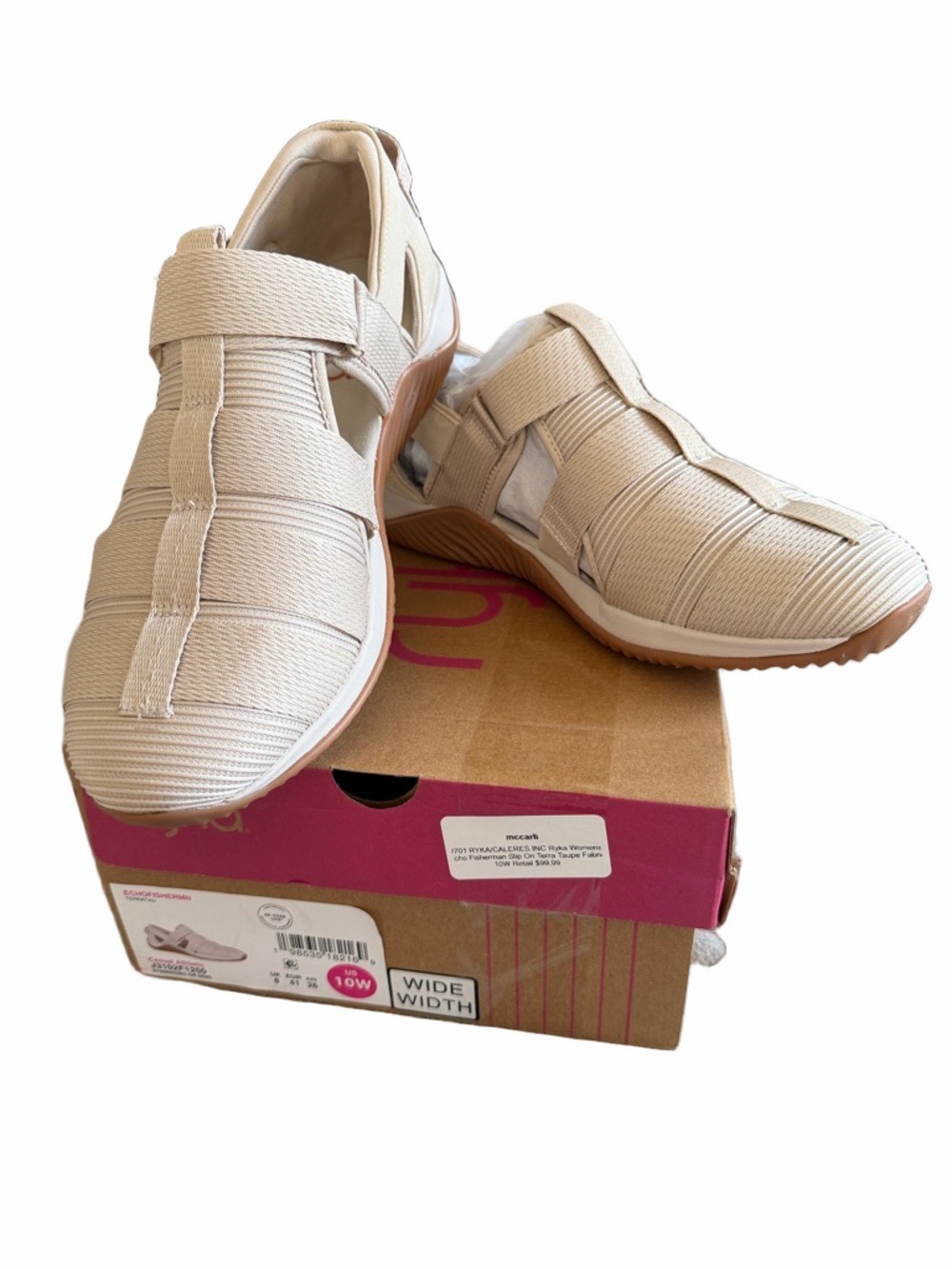 Ryka Fisherman Sandals Womens Size 10 Wide NWT Beige Comfort Walking Outdoor